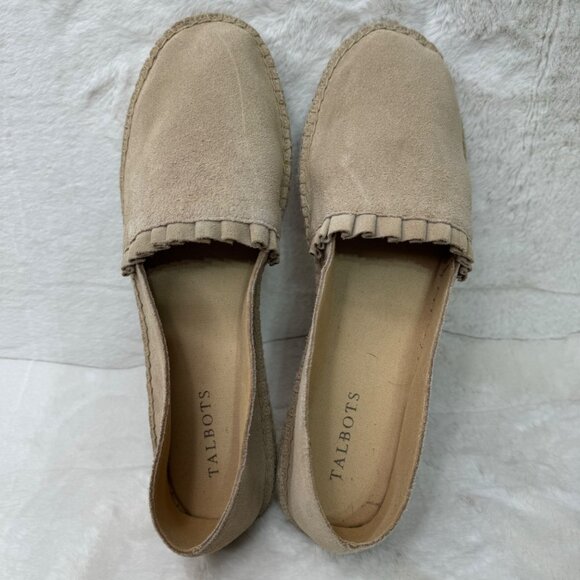 Talbots Womens Beige Suede Leather Espadrille Flats Size 11M - Picture 8 of 8